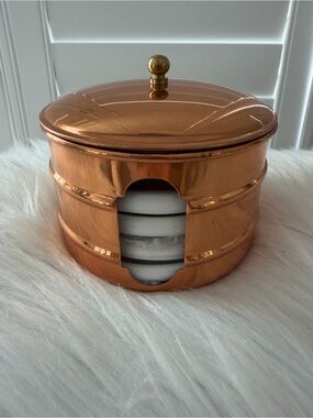 Copper Coaster Set with Lid - Shiny Copper Tone made in Portugal